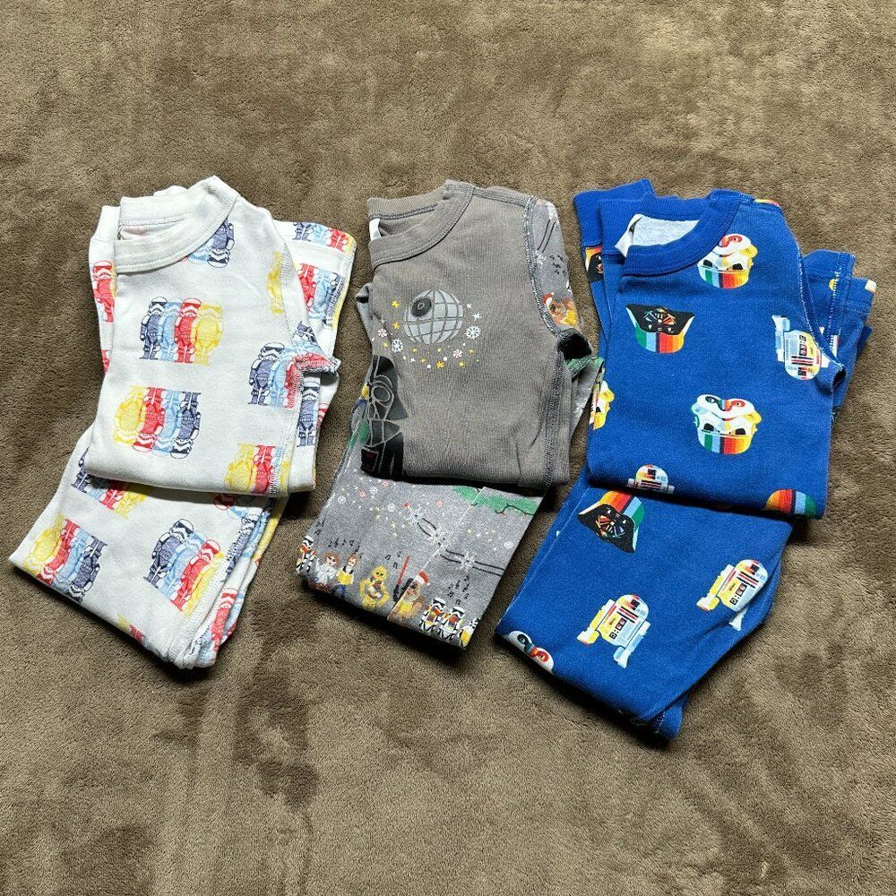 3 Sets Hanna Andersson Star Wars Pajamas Lot Long Johns Size 6–7 Organic Cotton